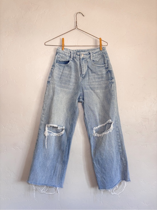 Saints & Hearts Denim - Saints & Hearts | Womens Blue Denim Raw Hem Wide Leg Jeans S